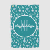 グリーン&ホワイトクリスマスオーナメントカスタムモノグラム ゴルフタオル (正面)