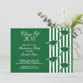 グリーン&ホワイトグラッドハッツ卒業招待状 招待状 (スタンド正面)