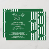 グリーン&ホワイトグラッドハッツ卒業招待状 招待状 (正面/裏面)