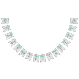 グリーン，ホワイトグレーエレファントベビースプリンクル バンティングフラッグ