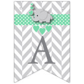 グリーン,ホワイトグレーエレファントベビースプリンクル バンティングフラッグ (第3の旗)