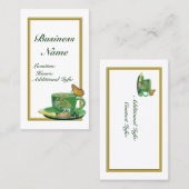グリーン&ホワイトコーヒーカップ名刺2 名刺 (正面/裏面)