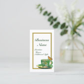 グリーン&ホワイトコーヒーカップ名刺2 名刺 (スタンド正面)