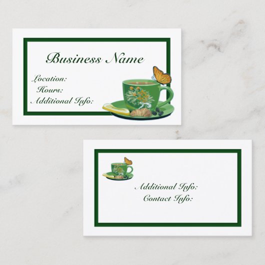グリーン&ホワイトコーヒーカップ名刺 名刺 (正面/裏面)