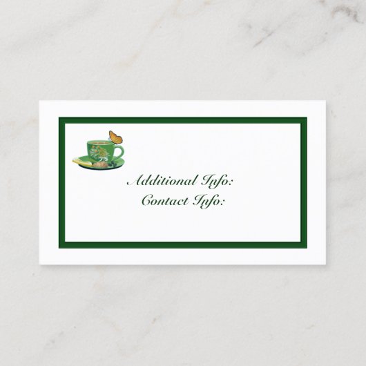 グリーン&ホワイトコーヒーカップ名刺 名刺 (裏面)