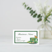 グリーン&ホワイトコーヒーカップ名刺 名刺 (スタンド正面)