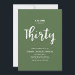 グリーン&ホワイトシンプル30th誕生日パーティー 招待状<br><div class="desc">こ祝の30歳の誕生日のパーティの招待状とスタイリッシュお前の特別な日。このデザインは、緑と白の色のコンボでクリーンなレイアウトを持つシックなブラシスクリプトを備えている。その他のデザインは私のショップBaraBomDesignで利用可能。</div>
