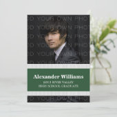 グリーン/ホワイトスクールカラーストライプ招待状 招待状 (スタンド正面)