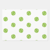 グリーン&ホワイトテニステーマラケットボールパターン ラッピングペーパーシート (正面)