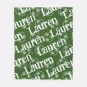 グリーン&ホワイトノベルティサッカーフリースブランケット フリースブランケット (正面)