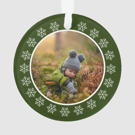 グリーン |ホワイトパインの木々クリスマス |祝日の写真 オーナメント (裏面)