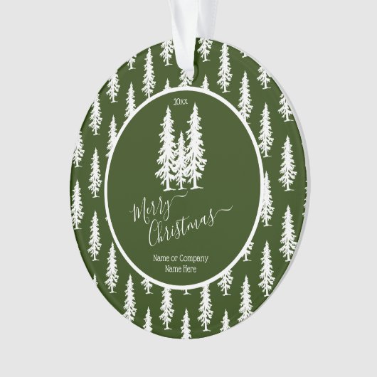 グリーン |ホワイトパインの木々クリスマス |祝日の写真 オーナメント (正面)