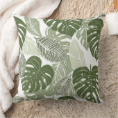 グリーン&ホワイトパーム離れ装飾用クッション クッション (ブランケット)