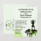 グリーン&ホワイトピアノバーバチェロレッテ 招待状 (正面/裏面)