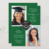 グリーン&ホワイトフォト卒業招待状 招待状 (正面/裏面)