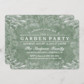 グリーン&ホワイトフローラガーデンパーティの招待状 招待状 (正面/裏面)