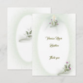 グリーン&ホワイトフローラバプティスフラットサンキューカード サンキューカード (正面/裏面)