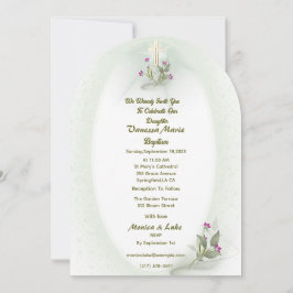 グリーン&ホワイトフローラバプテスマ招待 招待状