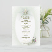 グリーン&ホワイトフローラバプテスマ招待 招待状 (スタンド正面)