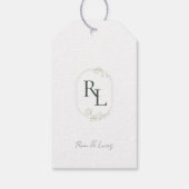 グリーン&ホワイトフローラ結婚ズモノグラム ギフトタグ (裏面)