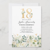 グリーン&ホワイトフローラ18thバースデーパーティー 招待状 (正面)