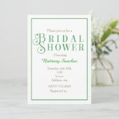 グリーン&ホワイトブライダルシャワークラシーシック招待状 招待状 (スタンド正面)