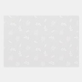 グリーン&ホワイトホリデーミスタントーハート雪フレーク ラッピングペーパーシート (正面3)