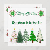 グリーン&ホワイトメリークリスマスツリーズホリデーカード シーズンカード (正面/裏面)