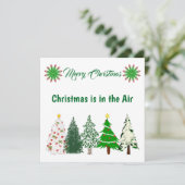 グリーン&ホワイトメリークリスマスツリーズホリデーカード シーズンカード (スタンド正面)