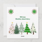 グリーン&ホワイトメリークリスマスツリーズホリデーカード シーズンカード (裏面)