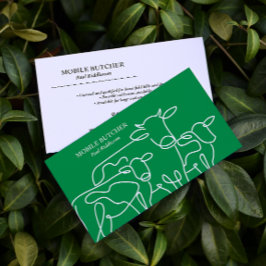 グリーン&ホワイトモバイルブッチャーキャトル農家 名刺