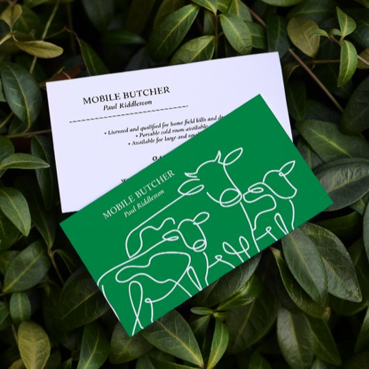 グリーン&ホワイトモバイルブッチャーキャトル農家 名刺