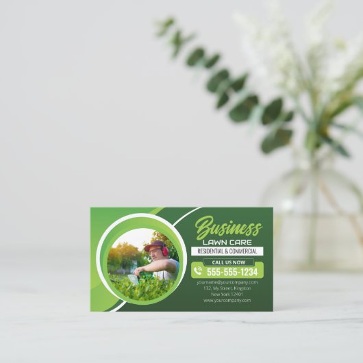 グリーン&ホワイトローン気に造園モーニングサービス 名刺 (スタンド正面)