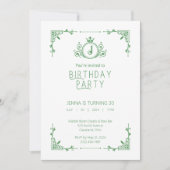 グリーン&ホワイト秋誕生日招待状2 招待状 (正面)