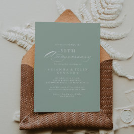 グリーン・ホワイト・カリグラフィー 50周年結婚記念日 招待状