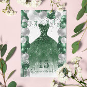 グリーン ホワイト スパークル ドレス キンセアニエラ バルーン 招待状