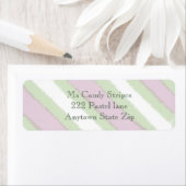 グリーン・ホワイト・ピンクの水彩ストライプパターン ラベル (インサイチュ)