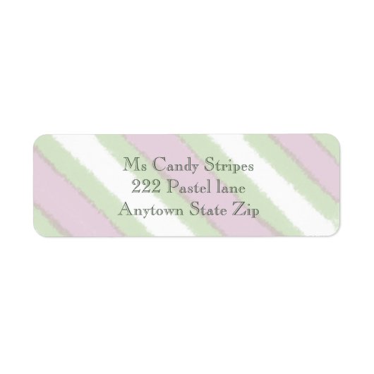 グリーン・ホワイト・ピンクの水彩ストライプパターン ラベル (正面)