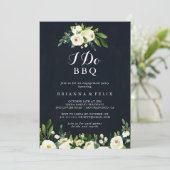 グリーン ホワイト フラワーズ ブルー 「I Do」 BBQ 婚約パーティー 招待状 (スタンド正面)
