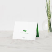 グリーン, ホワイト フラワーパターン, ハート 結婚 御礼カード サンキューカード (裏面)