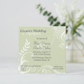 グリーン&ホワイト·フローシュ·カップルのウェディングシャワー 招待状 (スタンド正面)