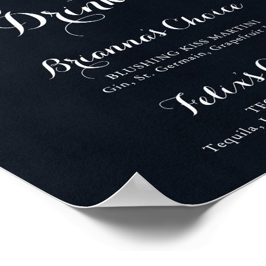 グリーン ホワイト フローラル ブルー シグネチャードリンク サイン (角)