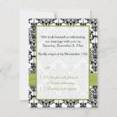 グリーン・ホワイト・ブラック ダマスク II RSVP カード (裏面)