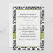 グリーン・ホワイト・ブラック ダマスクII 招待状 (裏面)