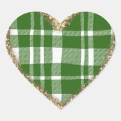 グリーン ホワイト プライド ゴールド グリッター ハートシール (正面)