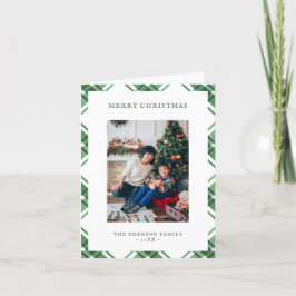 グリーン ホワイト プラッド 折りたたみ クリスマスカード