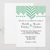 グリーン ホワイト ヘリンボーン 結婚式招待状 招待状 (正面/裏面)