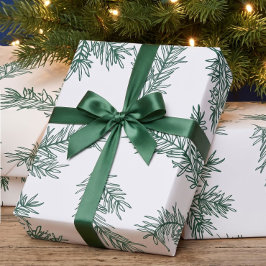 グリーン ホワイト モダン エレガント ボタニカル クリスマス ラッピングペーパー