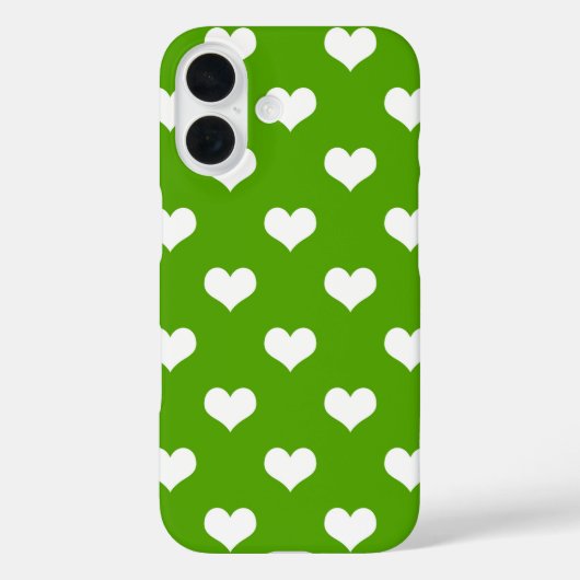 グリーン ホワイト ラブリー ハート デザイン Case-Mate iPhoneケース (裏面)