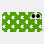 グリーン ホワイト ラブリー ハート デザイン Case-Mate iPhoneケース (裏面 (横))